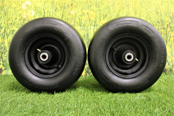 Front view of Antego 13x6.50-6 Greenworks caster tire and wheel assembly, 2-pack
