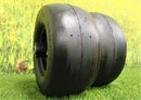 Side view of Antego 13x6.50-6 caster tire on matte black 6x4.5 wheel, 2-pack