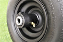 Matte black 6x4.5 Greenworks caster wheel detail with 190.5 mm hub, 4-pack