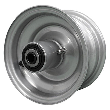 Antego bare 6x3.25 chrome-silver mower wheel with 5.875-inch hub and tapered roller bearings, 4-pack listing