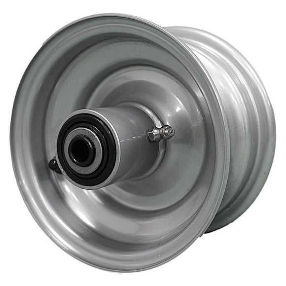 Antego bare 6x3.25 chrome-silver mower wheel with 5.875-inch hub and tapered roller bearings, 4-pack listing