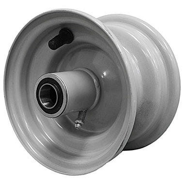 Antego bare 5x3 dark-gray mower wheel with 4.88-inch hub and 3/4-inch precision bearings, 4-pack listing