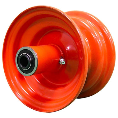 Antego bare 5x3 orange mower wheel with 5.87-inch hub and 3/4-inch tapered bearings, 4-pack listing