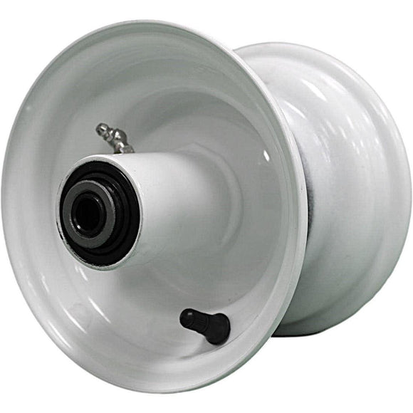 Antego 6x4.5 white sleeved mower wheel with tapered-bearing architecture, 4-pack listing