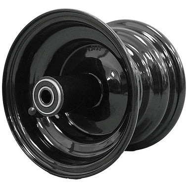 Antego bare 6x4.5 glossy-black mower wheel with 5/8-inch bearings and 7-inch hub length, 4-pack listing