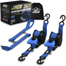 Retractable Ratchet Straps - 1" x 15 ft (1,760 lbs Break Strength) | Auto Self Retracting Cargo Tie Down Strap Set-11