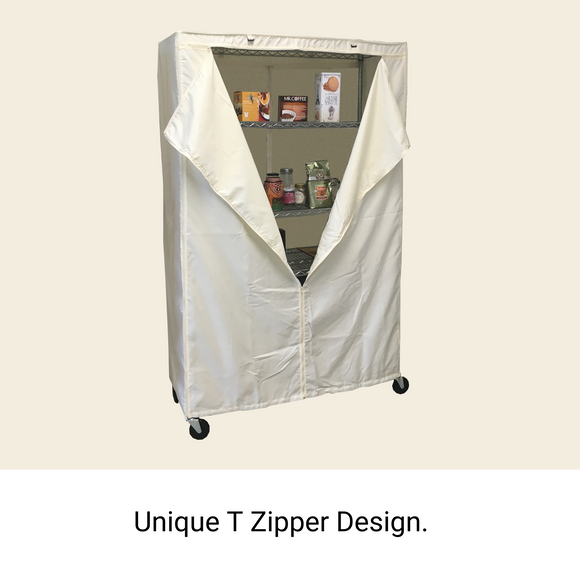 Storage Shelving Unit Cover, fits racks 48"W x 18"D x 72"H in Off White