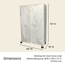 Storage Shelving Unit Cover, fits racks 48"W x 18"D x 72"H in Off White-2