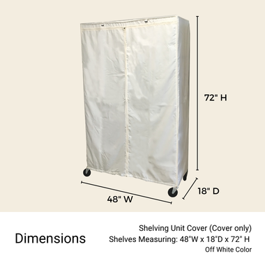 Storage Shelving Unit Cover, fits racks 48"W x 18"D x 72"H in Off White - 0
