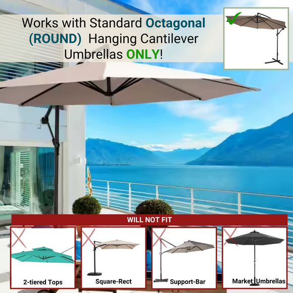 9ft Cantilever Hanging Umbrella 8 Rib Replacement Canopy Taupe