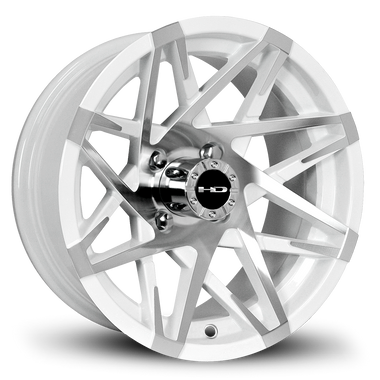 HD Golf Canyon 12x7 -14 4x101.6mm 68.2mm Gloss White/Machined Face