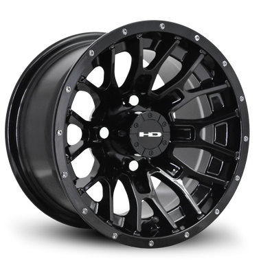 HD Golf RTC 12x7 -14 4x101.6mm 68.2mm Gloss Black w/Black Rivet