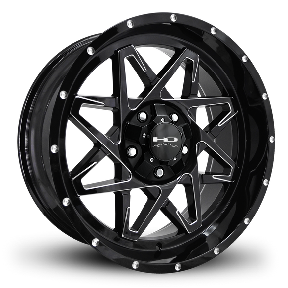 HD Offroad Caliber 20x9 +0 5x139.7/5x150mm 106.2mm Gloss Black/Milled Edge