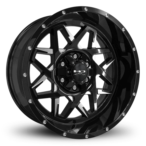 HD Offroad Caliber 20x10 -25 8x180mm 125mm Gloss Black/Milled Face