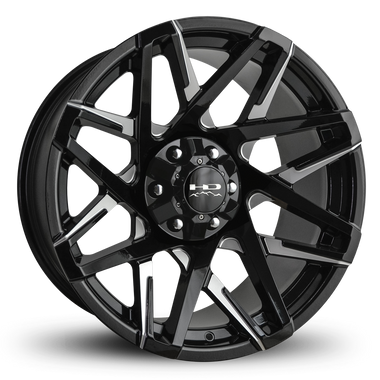 HD Offroad Canyon 20x9 +15 6x120/6x139.7mm 106.2mm Gloss Black/Milled Face