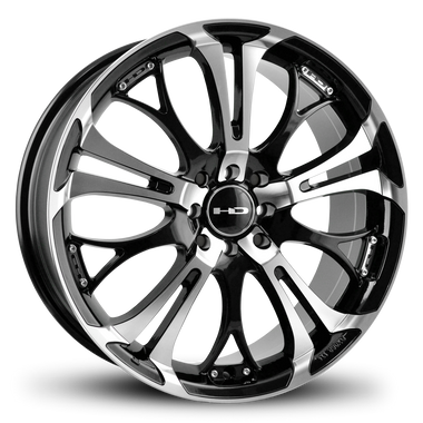 HD Wheels Spinout 15x6.5 +40 4x100/4x114.3mm 73.1mm Gloss Black/Machined Face