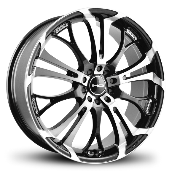 HD Wheels Spinout 20x8 +20 5x120/5x114.3mm 74.1mm Gloss Black/Machined Face