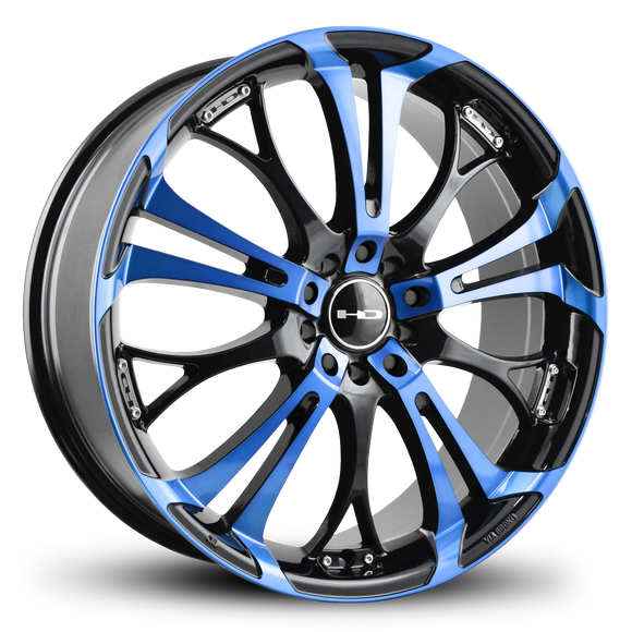 HD Wheels Spinout 17x7 +45 5x110/5x114.3mm 73.1mm Gloss Blue/Machined Face