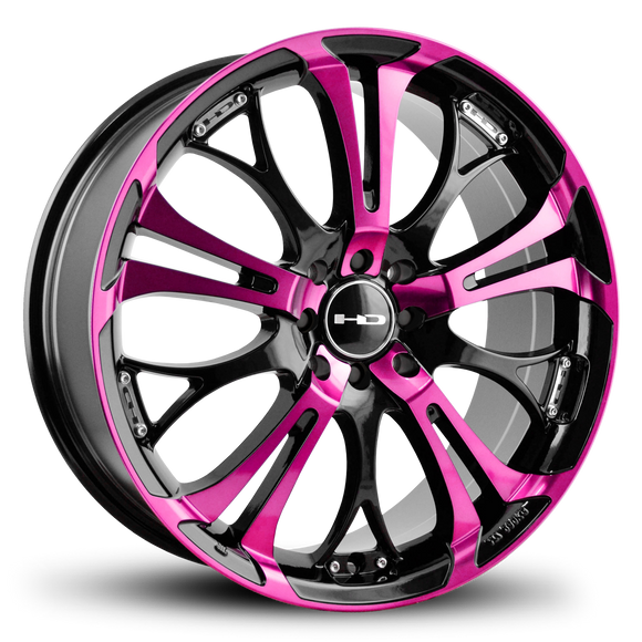 HD Wheels Spinout 18x7.5 +45 5x110/5x114.3mm 73.1mm Gloss Pink&BK/Machined Face