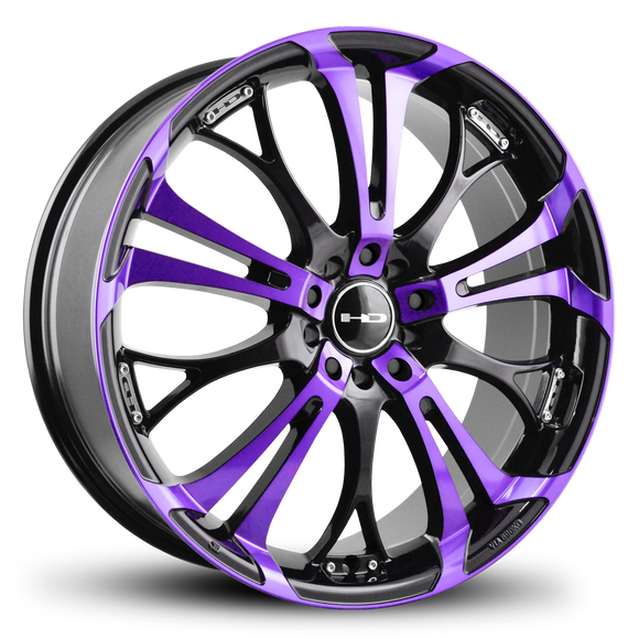 HD Wheels Spinout 18x7.5 +40 5x100/5x114.3mm 73.1mm Gloss Purple&BK/Machined Face