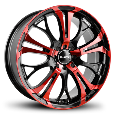 HD Wheels Spinout 17x7 +40 4x100/4x114.3mm 73.1mm Gloss Red&BK/Machined Face