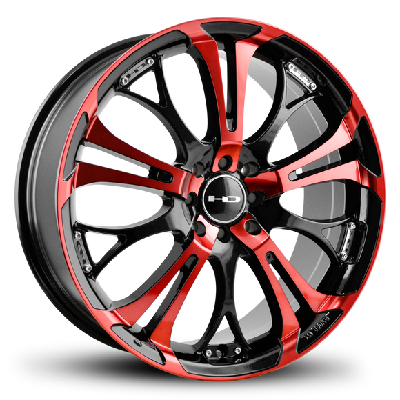 HD Wheels Spinout 17x7 +40 4x100/4x114.3mm 73.1mm Gloss Red&BK/Machined Face