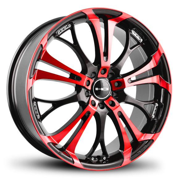 HD Wheels Spinout 20x8 +45 5x110/5x114.3mm 73.1mm Gloss Red&BK/Machined Face