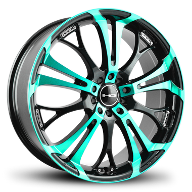 HD Wheels Spinout 18x7.5 +35 5x112/5x114.3mm 73.1mm Gloss Teal&BK/Machined Face