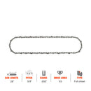 Hipa Full Skip Chain 3/8" .050" 93 DL 28 Inch For Husqvarna 365 372 455 460 465 562 Homelite Echo Chainsaw-1