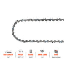 Hipa 14 Inch Low Kickback Chain 3/8 LP .043 52 DL for S52 Worx WG384 Husqvarna H38-52 120i 136Li 436Li EGO CS1401 CS1400 RYOBI RY40502 Chainsaw-4
