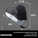 Deluxe All Season Light Weight Motorcycle Cover (L) Black-6