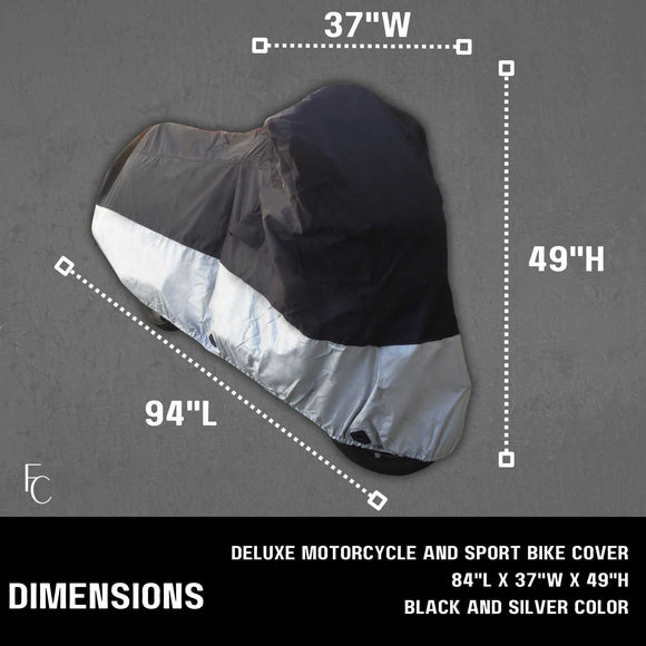 Deluxe Motorcycle Cover, All Season & Light Weight (XL) Black