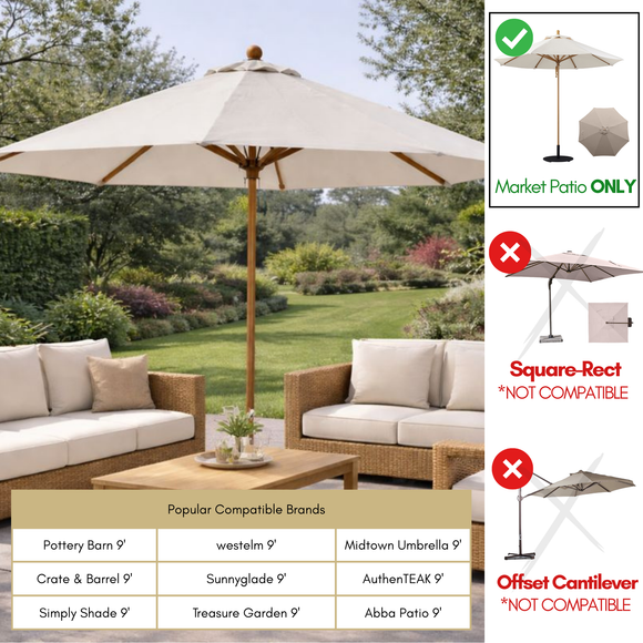 9ft Market Patio Umbrella 8 Rib Replacement Canopy Natural
