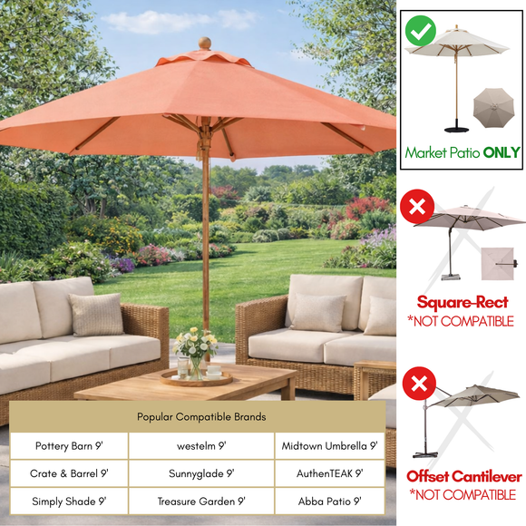 9ft Market Patio Umbrella 8 Rib Replacement Canopy Peach Coral