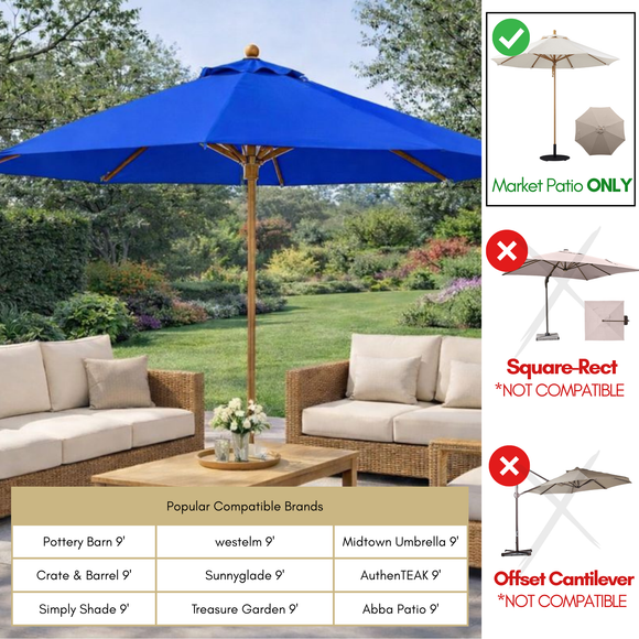 9ft Market Patio Umbrella 8 Rib Replacement Canopy Royal Blue