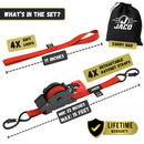Retractable Ratchet Straps - 1" x 15 ft (1,760 lbs Break Strength) | Auto Self Retracting Cargo Tie Down Strap Set-48