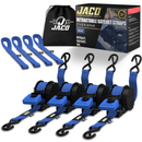Retractable Ratchet Straps - 1" x 15 ft (1,760 lbs Break Strength) | Auto Self Retracting Cargo Tie Down Strap Set-12