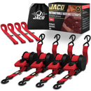 Retractable Ratchet Straps - 1" x 15 ft (1,760 lbs Break Strength) | Auto Self Retracting Cargo Tie Down Strap Set-42