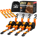 Retractable Ratchet Straps - 1" x 15 ft (1,760 lbs Break Strength) | Auto Self Retracting Cargo Tie Down Strap Set-32