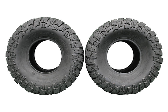 Two Antego 20x10.00-8 ATW-071 aggressive turf lawn-mower tires, tires only