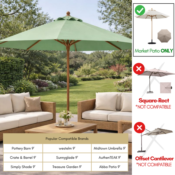 9ft Market Patio Umbrella 8 Rib Replacement Canopy Seafoam Green