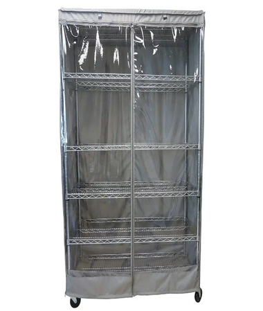 Storage Shelving Unit Cover, fits racks 36"W x 24"D x 72"H one side see through panel in Grey