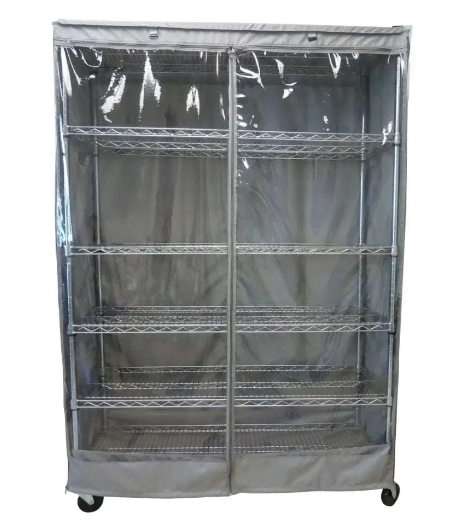 Storage Shelving Unit Cover, fits racks 48"W x 24"D x 72"H one side see through panel in Grey - 6 Pack