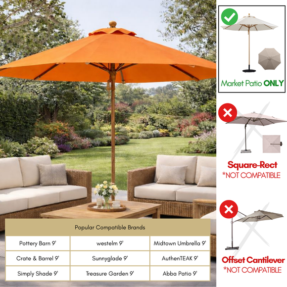 9ft Market Patio Umbrella 8 Rib Replacement Canopy Tangerine