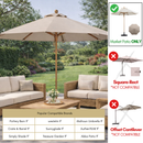 9ft Market Patio Umbrella 8 Rib Replacement Canopy Taupe-6