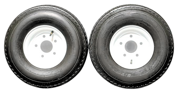 Antego Tire and Wheel (Set of 2) 5.70x8 Trailer Tire and Wheel Assemblies, White 5 Lug Trailer Tires and Wheels, 6 Ply, Load Range C