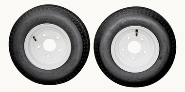 Antego Tire and Wheel (Set of 2) 4.80-8 Tire and Wheel Assemblies, White 5 Lug Trailer Tires and Wheels, 6 Ply, Load Range C