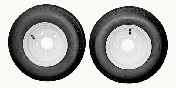 Antego Tire and Wheel (Set of 2) 4.80-8 Tire and Wheel Assemblies, White 5 Lug Trailer Tires and Wheels, 6 Ply, Load Range C