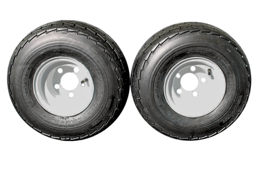 Antego 215/60-8 Load Range C trailer tire on white 8x7 five-lug wheel, product image for 2-pack listing