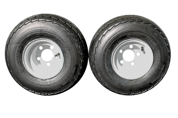 Antego 215/60-8 Load Range C trailer tire on white 8x7 five-lug wheel, product image for 2-pack listing